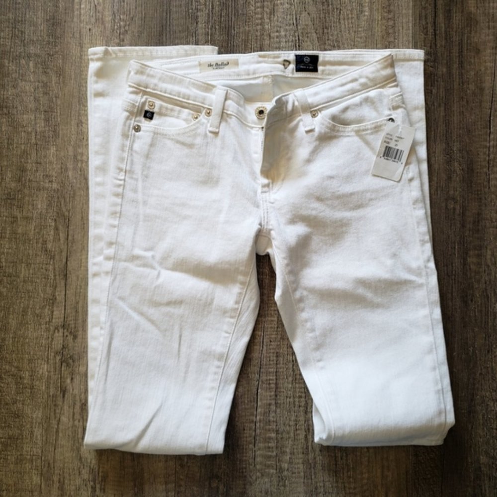 NWT AG Adriano Goldschmied White Slim Boot The Ballad Jeans